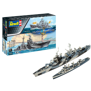 KIT PARA MONTAR REVELL GIFT SET PACIFIC WARRIORS USS FLETCHER & USS INDIANAPOLIS 1/700 209 PEÇAS COMPLETO COM TINTAS COLA E PINCEL REV 05644